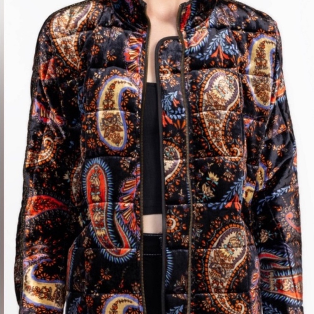 Johnny Was Multicolor Paisley Puffer Jacket